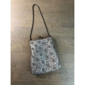 Vintage 1950s WALBORG Silver Beaded Handbag Bag Purse